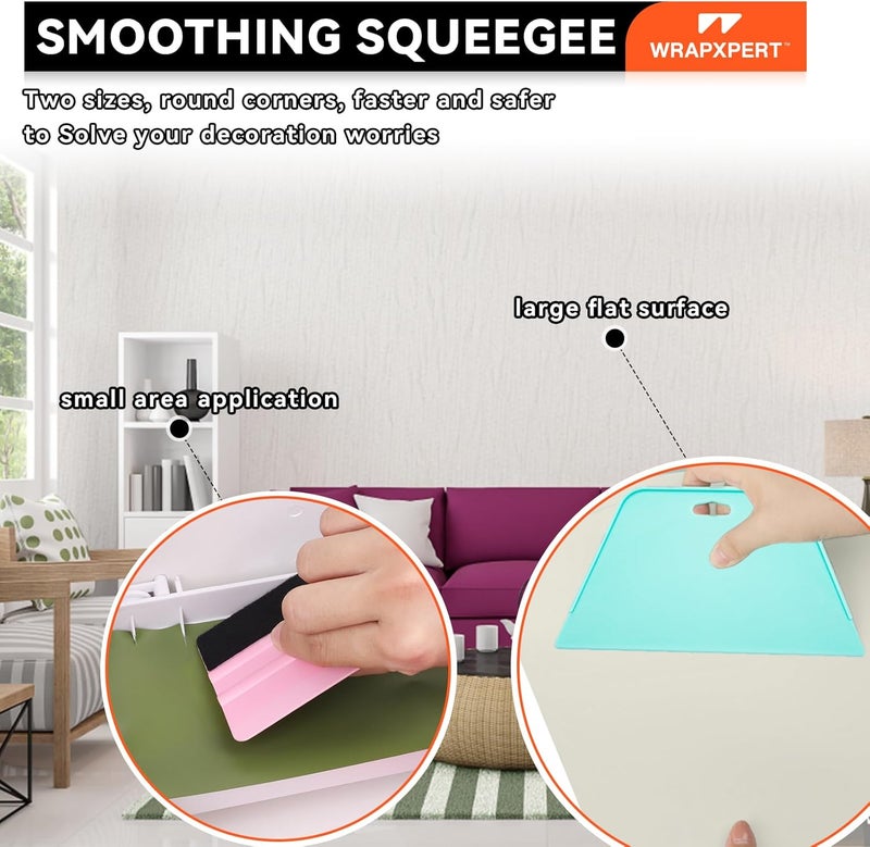 WRAPXPERT Peel and Stick Wallpaper Tools,Wallpaper Smoothing Tool Kit with Smoother,Edge Guider,Paste Brush for Backsplash Tile,Contact Paper - Image 5